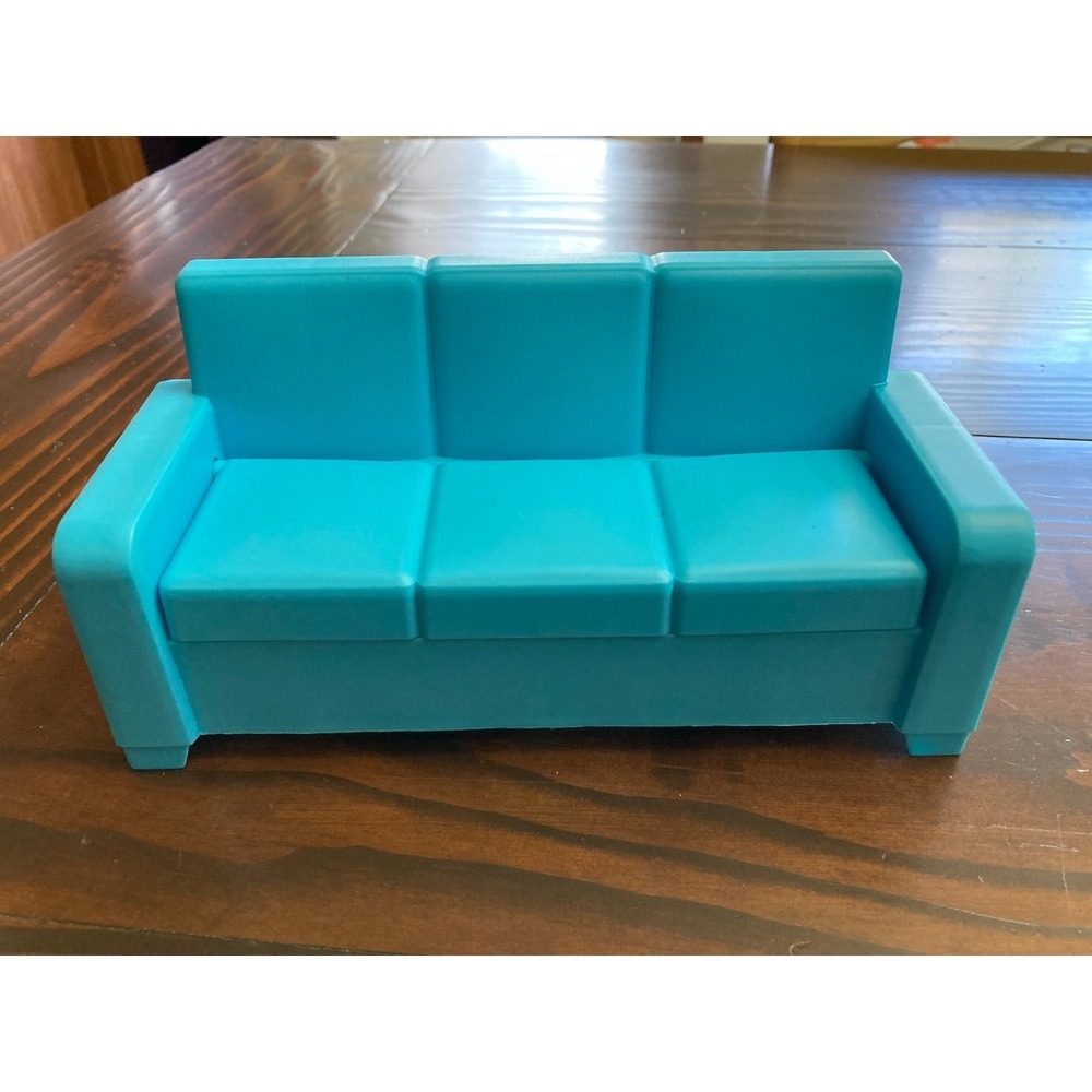 2020 KidKraft Dollhouse Blue Sofa Plastic with Storage Inside Barbie Size Couch